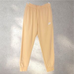 Nike Pants Mens Small Peach Jogger Sweat Fleece Swoosh Club Regular Sportswear